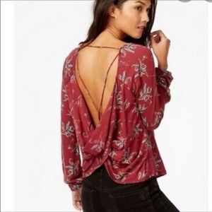 Free people, open back- long sleeved shirt